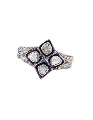 0.48ct Rose Cut Diamond 14kt Solid Gold Ring .925 Sterling Silver Women Jewelry outlet