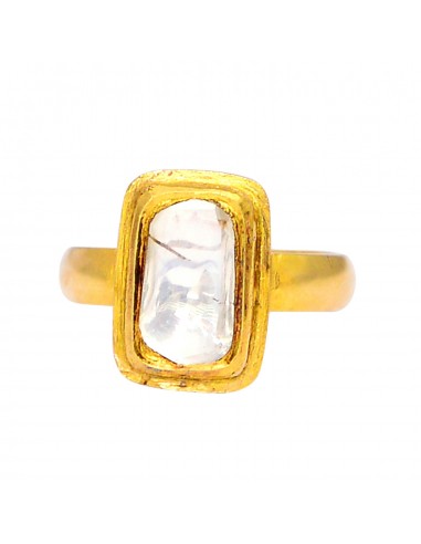 Rose Cut Diamond Solid 22k Yellow Gold Ring Ethnic Jewelry le des métaux précieux