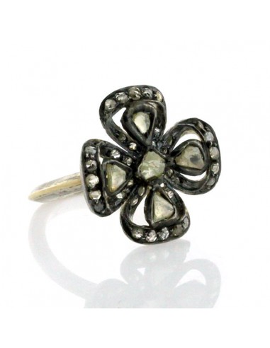 0.25 ct Rose Cut Diamond 925 Sterling Silver Floral Design Ring Handmade Jewelry est présent 