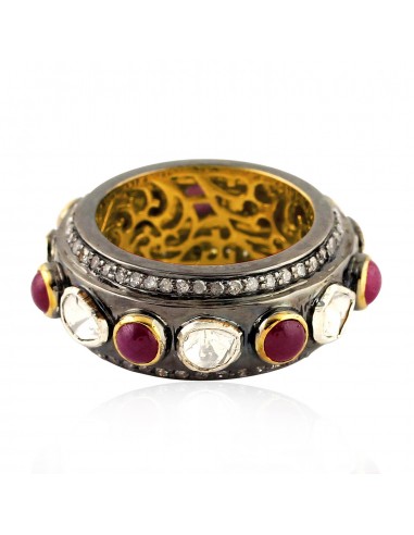 New Arrivals Ruby Rose Cut Diamond 14kt Gold Band Ring Sterling Silver Jewelry les muscles