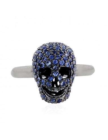 0.99ct Blue Sapphire Skull Ring 925 Sterling Silver Jewelry prix pour 