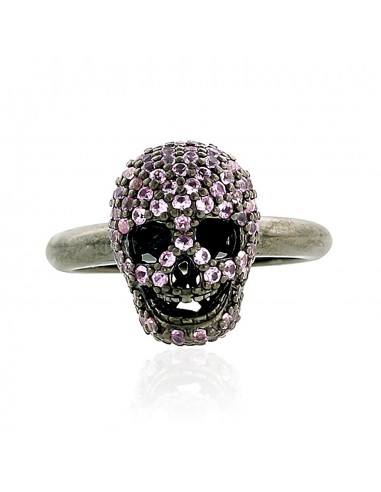 1.09ct Pink Sapphire 925 Sterling Silver Handmade Skull Ring pas cher