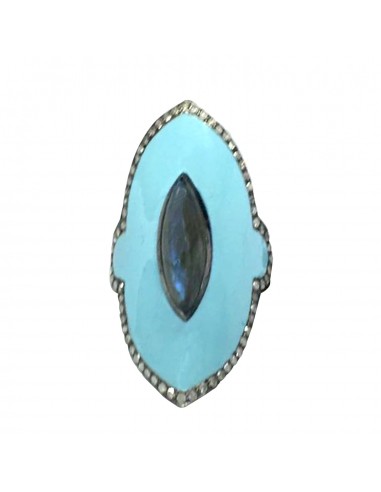 4.03ct Labradorite Pave Diamond Enamel Ring 18k Gold 925 Sterling Silver Jewelry acheter