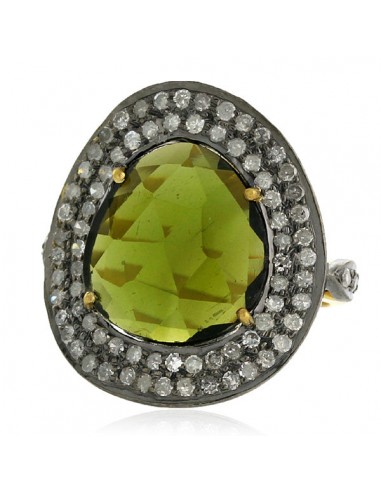 5.9ct Tourmaline & Diamond Cocktail Ring 18k Gold 925 Sterling Silver Jewelry Par le système avancé 