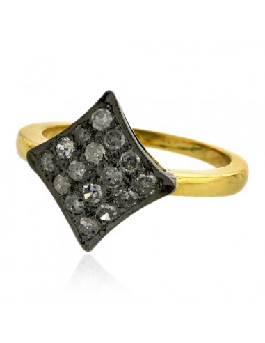 14kt Solid Yellow Gold 0.51ct Pave Diamond 925 Sterling Silver Ring Gift Jewelry d'Europe débarque