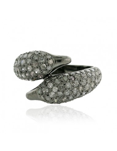 1.86 ct Pave Diamond Designer Ring .925 Sterling Silver Jewelry les ligaments