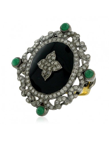 0.5ct Emerald Pave Diamond 18k Gold Enamel Ring 925 Sterling Silver Gift Jewelry s'inspire de l'anatomie humaine