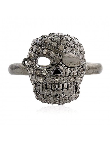 925 Sterling Silver Pave Diamond Skull Statement Ring Jewelry votre