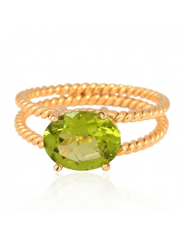 2.83ct Peridot 18k Solid Yellow Gold Rope Ring Women Jewelry plus qu'un jeu 