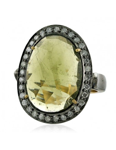 Natural Tourmaline Diamond Cocktail Ring 925 Silver 18k Gold Jewelry les ligaments