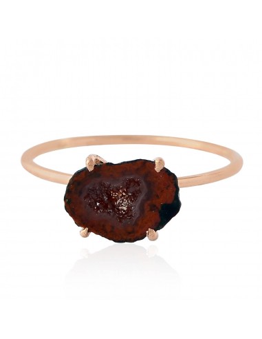 1.5ct Natural Geode Cocktail Ring 14k Rose Gold Jewelry livraison gratuite