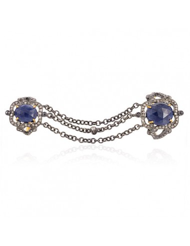 8.3ct Sapphire Pave Diamond Connector Cocktail Ring 18k Gold 925 Silver Jewelry Venez acheter