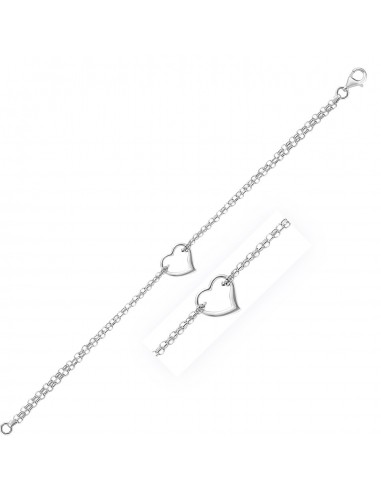 14k White Gold Cable Chain Anklet with Open Heart Station 50-70% off 