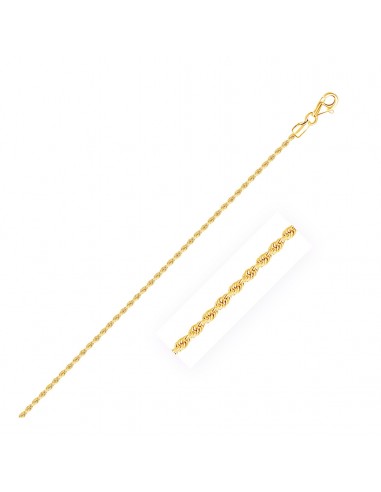 2.0mm 10k Yellow Gold Diamond Cut Rope Anklet 50% de réduction en Octobre 2024