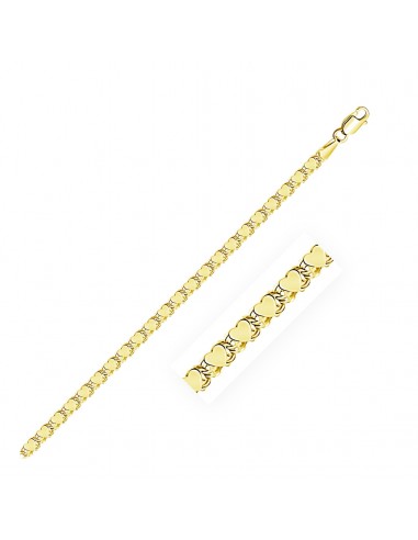 3.0mm 10k Yellow Gold Heart Anklet à prix réduit toute l'année