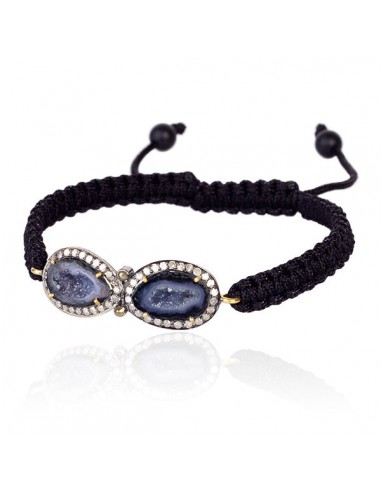 Prong Set Geode & Diamond Macrame Bracelet 18k Gold 925 Silver Bracelet Jewelry pour bénéficier 