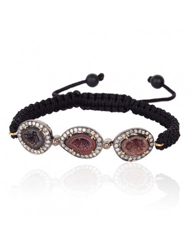 10.9ct Geode Macrame Bracelet 18k Gold 925 Sterling Silver Diamond Jewelry 2 - 3 jours ouvrés.