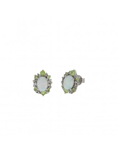 .16ct Created Opal Peridot Earrings Sterling Silver Voir les baskets