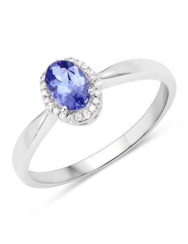 0.51 Carat Genuine Tanzanite and White Diamond 14K White Gold Ring en ligne des produits 