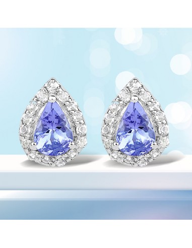 1.19 Carat Genuine Tanzanite and White Topaz .925 Sterling Silver Earrings hantent personnes