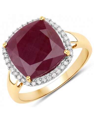 6.86 Carat Genuine Ruby and White Diamond 14K Yellow Gold Ring 2024