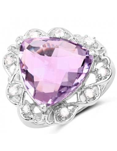 8.86 Carat Genuine Amethyst and White Zircon .925 Sterling Silver Ring Pour