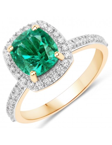 2.08 Carat Genuine Zambian Emerald and White Diamond 14K Yellow Gold Ring l'évolution des habitudes 