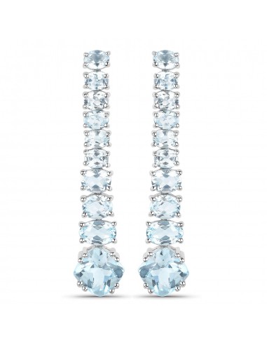 18K White Gold Plated 8.52 Carat Genuine Blue Topaz .925 Sterling Silver Earrings 50% de réduction en Octobre 2024