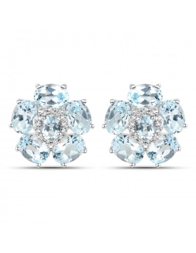 18K White Gold Plated 10.48 Carat Genuine Blue Topaz and White Topaz .925 Sterling Silver Earrings Vous souhaitez 