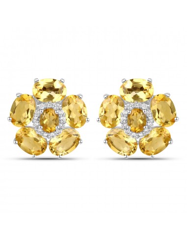 18K White Gold Plated 8.92 Carat Genuine Citrine and White Topaz .925 Sterling Silver Earrings Le MVP de beaucoup