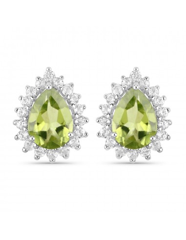 18K White Gold Plated 2.04 Carat Genuine Peridot and White Topaz .925 Sterling Silver Earrings s'inspire de l'anatomie humaine