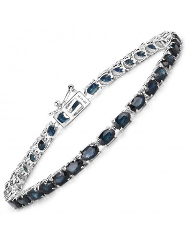 7.48 Carat Genuine Blue Sapphire 14K White Gold Bracelet destockage