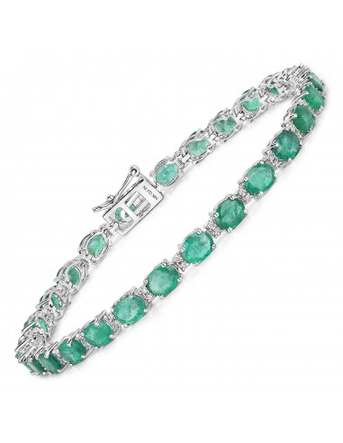 8.38 Carat Genuine Zambian Emerald and White Diamond 14K White Gold Bracelet ouvre sa boutique