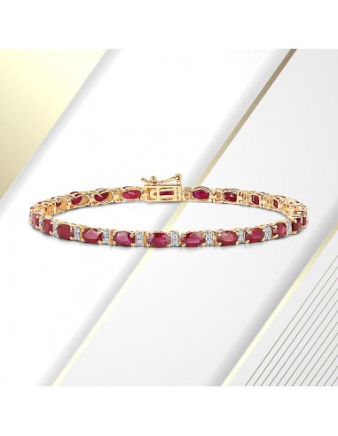 7.01 Carat Genuine Ruby and White Diamond 14K Yellow Gold Bracelet france