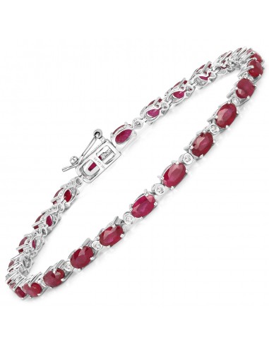 6.67 Carat Genuine Ruby and White Diamond 14K White Gold Bracelet livraison gratuite