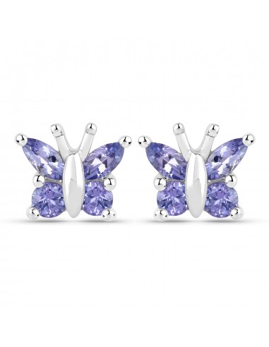 18K White Gold Plated 0.96 Carat Genuine Tanzanite .925 Sterling Silver Earrings des créatures d'habitude