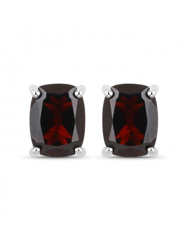 18K White Gold Plated 3.50 Carat Genuine Garnet .925 Sterling Silver Earrings pas cher chine