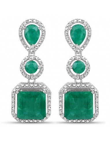 7.85 Carat Dyed Emerald .925 Sterling Silver Earrings 2024