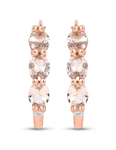 1.63 Carat Genuine Morganite and White Diamond .925 Sterling Silver Earrings shop