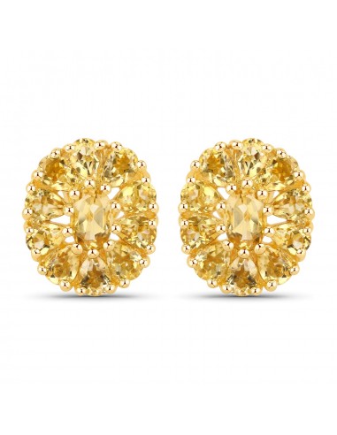 18K Yellow Gold Plated 4.06 Carat Genuine Citrine .925 Sterling Silver Earrings solde