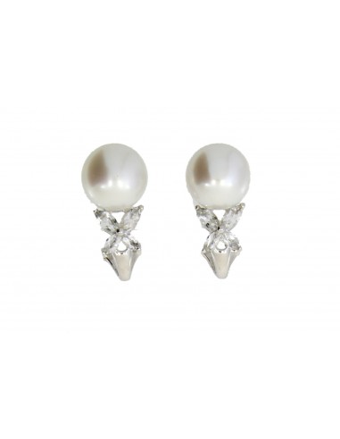 Fresh Water Pearl White Topaz Earrings Sterling Silver 2 - 3 jours ouvrés.