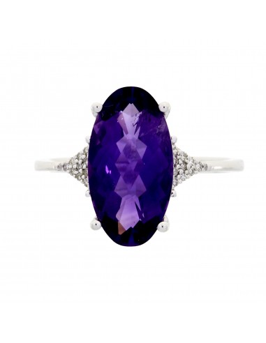 Genuine 3.56ct Amethyst Diamond Ring 14KT White Gold pas cheres